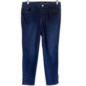 Chico's Perfect Stretch Girlfriend Slim Leg Pull on Denim Blue Ankle Jeans 4 (0)